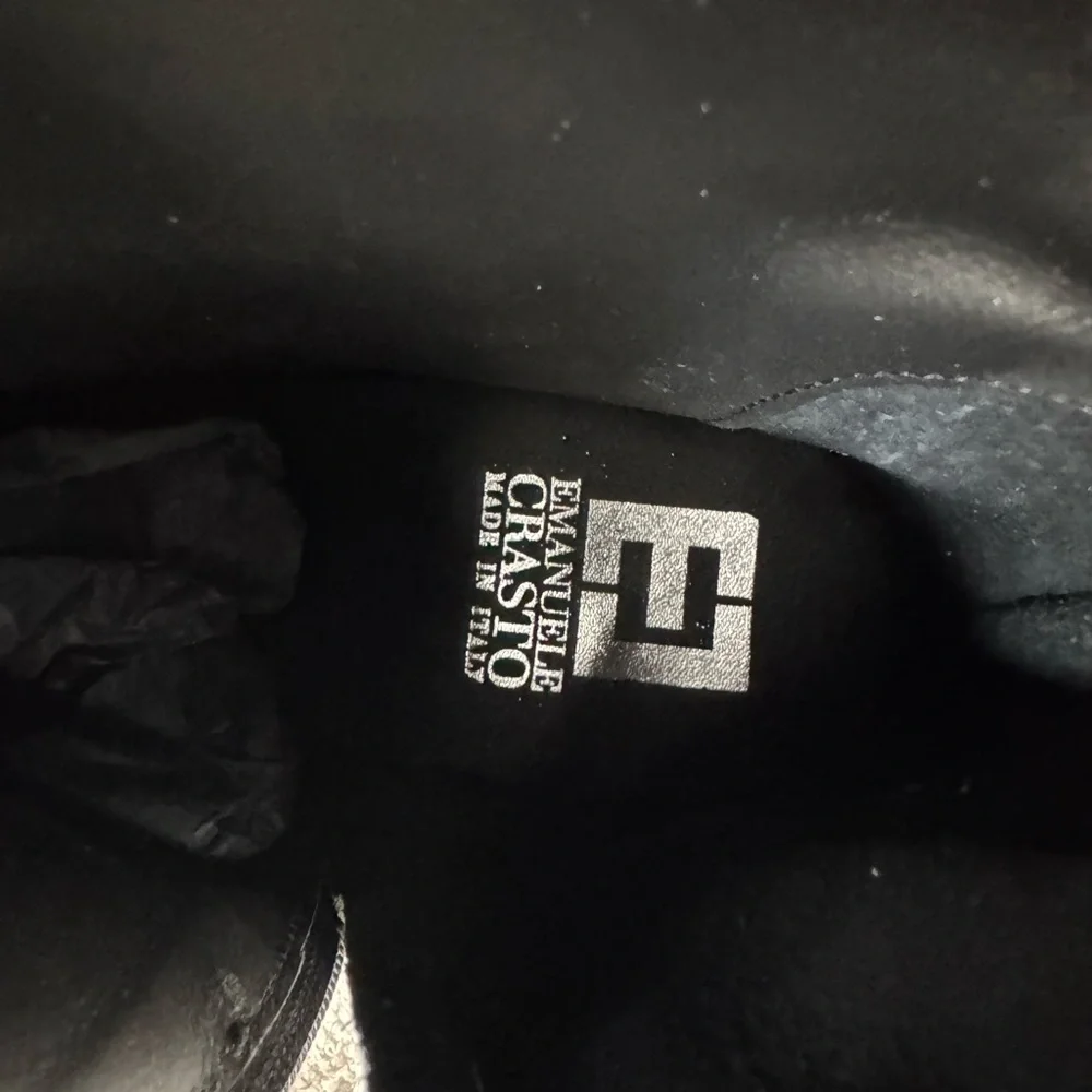 Emanuele Crasto Made in Italy Black Italian Leather Knee-High Riding Boots 8.5